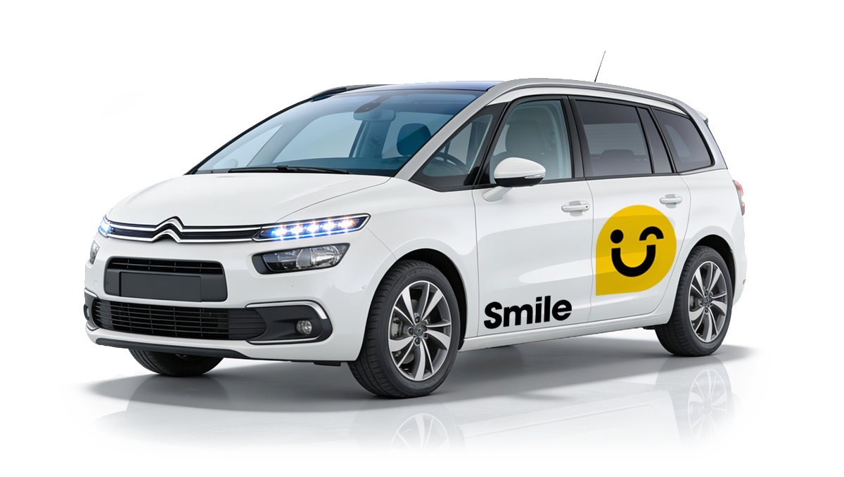 White Citroen Grand C4 Picasso on a white background