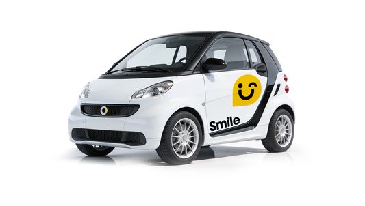 Smart Fortwo 451 with black accents on a white background